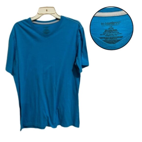 No Boundaries Women’s Large Blue Casual T-Shirt Soft Stretch Crew Neck Tee Top - Picture 1 of 4